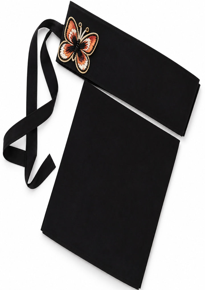 Black Handwork Butterfly Naqab – Elegant Embroidered Face Veil