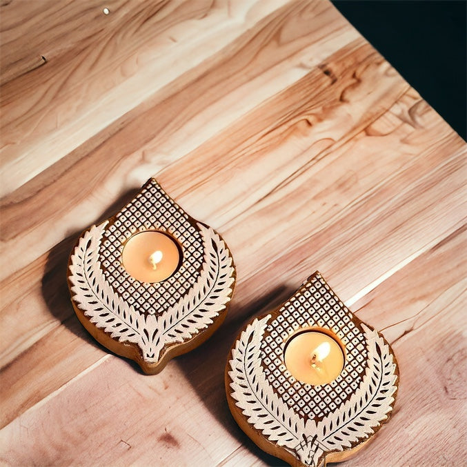 Wooden Hand Block Candle Holder