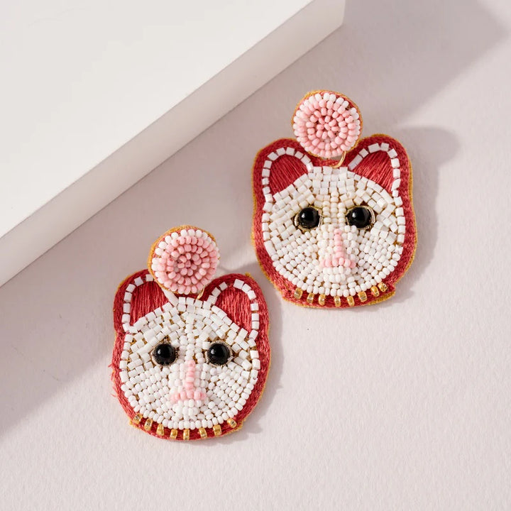 Cat Beaded Earrings