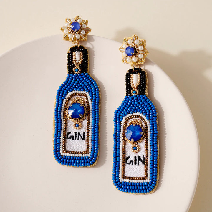 Gin Bottle Glass Bead Earrings