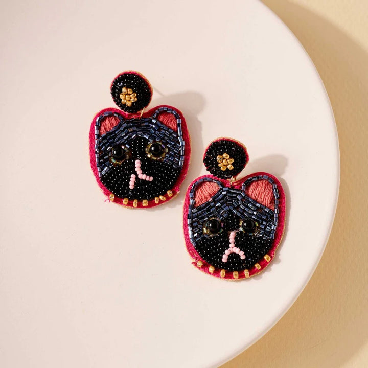 Cat Beaded Earrings