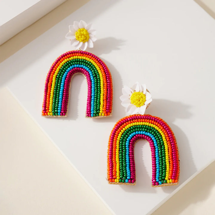 Bead Rainbow Dangling Earrings