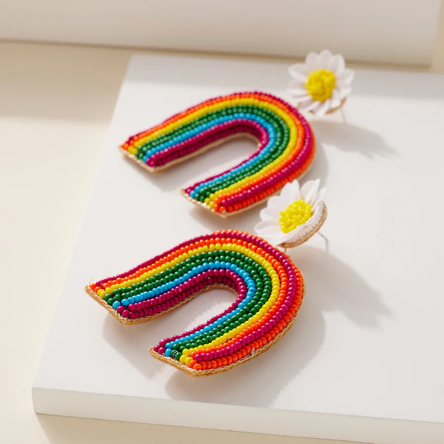 Bead Rainbow Dangling Earrings