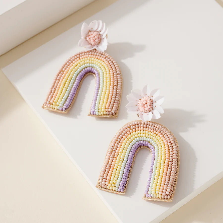 Bead Rainbow Dangling Earrings