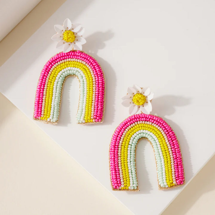 Bead Rainbow Dangling Earrings