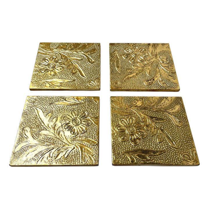 Beautiful Brass Foil Tea Coaster Set of 4,