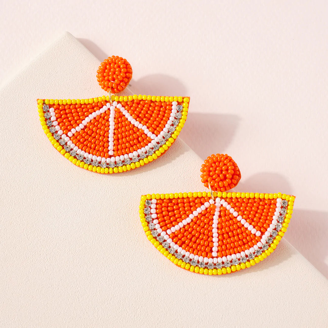 Citrus Rhinestones Beaded Earrings