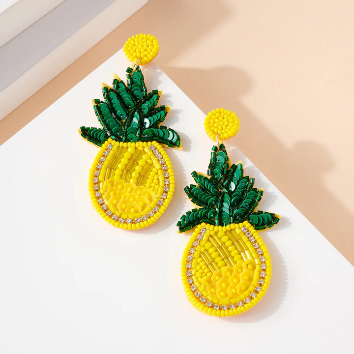 Pineapple Seed Beaded Earrings