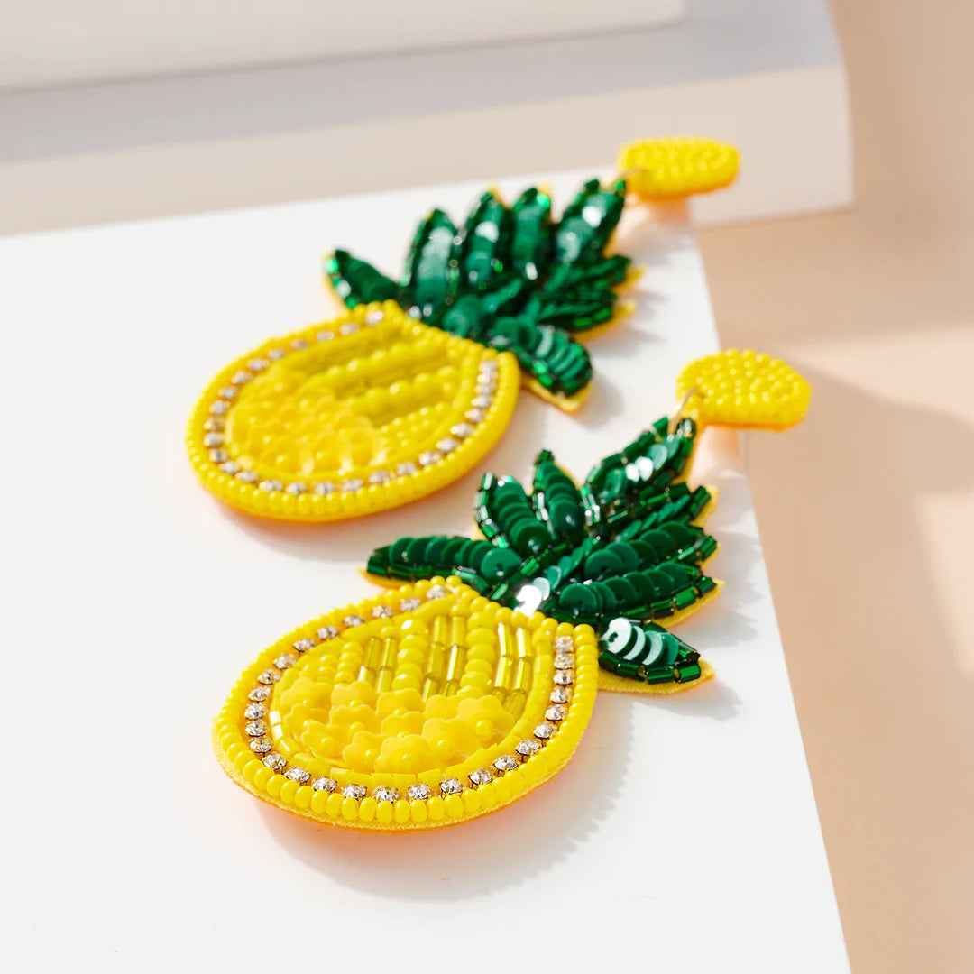 Pineapple Seed Beaded Earrings