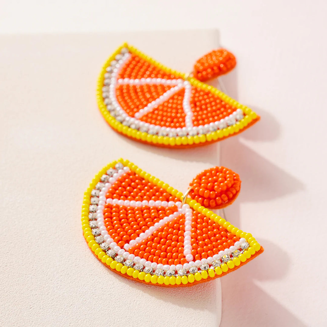 Citrus Rhinestones Beaded Earrings